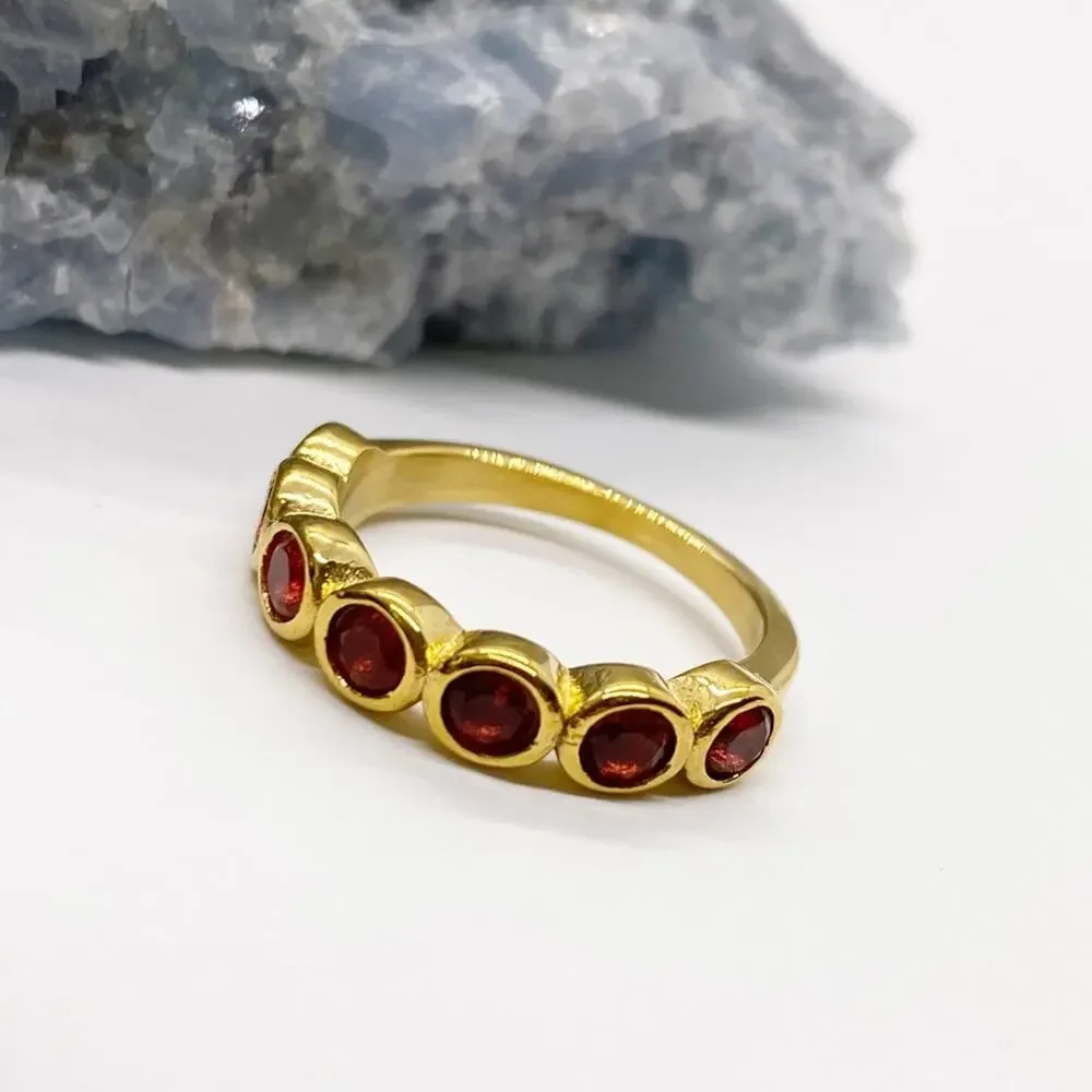 NEW Gold & Red Zirconium Gemstone Statement Ring - Picture 16 of 16